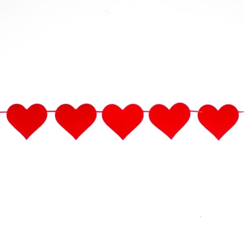 Red Hearts Felt Garland Hanging Decoration 2.5m Product Image