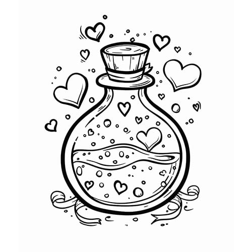 Valentine's Love Potion A4 Colouring Sheet Product Image