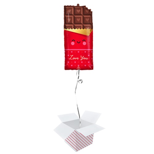 Valentines Love You Chocolate Foil Helium Giant Balloon - Inflated Balloon in a Box Product Gallery Image