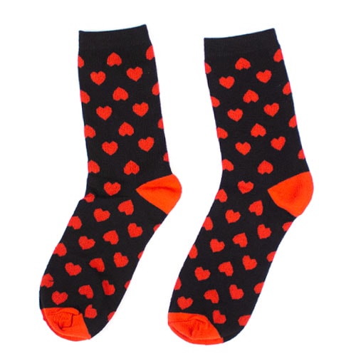 Men's Red Love Heart Print Socks Product Image