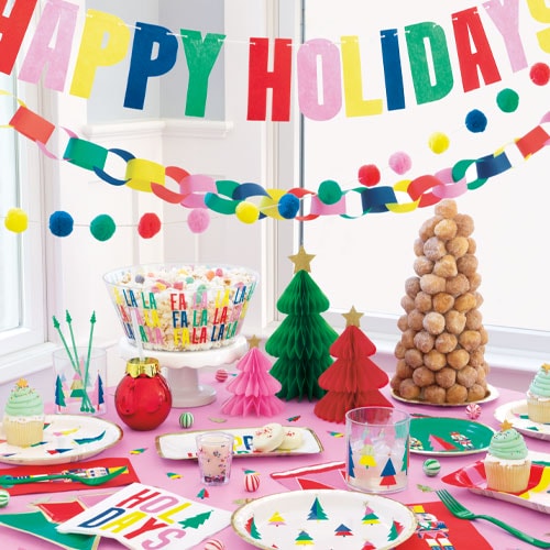 Vibrant Christmas Happy Holidays Felt Hanging Garland Decoration 2.43m Product Gallery Image