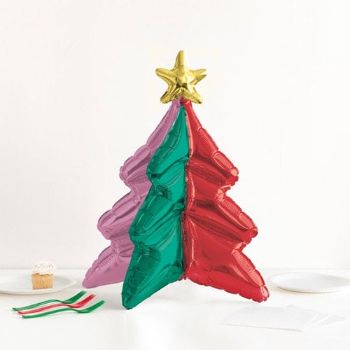 Vibrant Christmas Tree Shaped Air Fill Standing Foil Balloon 55cm / 23 in Product Image