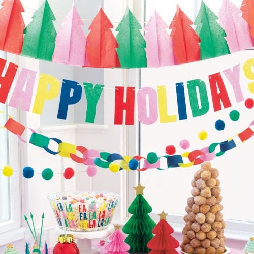 Vibrant Christmas Tree Shaped Tissue Paper Hanging Garland Decoration 3.7m Product Gallery Image