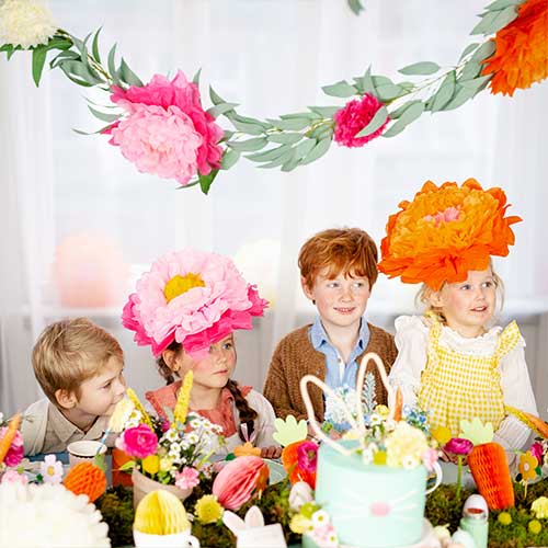 Vibrant Flowers Tissue Paper Decorations - Pack of 3 Product Gallery Image