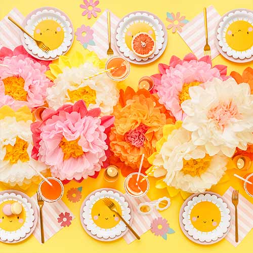 Vibrant Flowers Tissue Paper Decorations - Pack of 3 Product Gallery Image