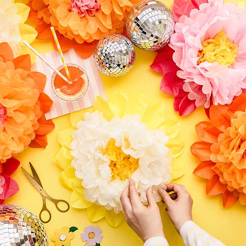 Vibrant Flowers Tissue Paper Decorations - Pack of 3 Product Gallery Image