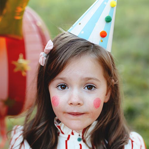 Vibrant Striped Paper Party Hats with Pom Poms - Pack of 6 Product Gallery Image
