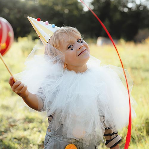 Vibrant Striped Paper Party Hats with Pom Poms - Pack of 6 Product Gallery Image