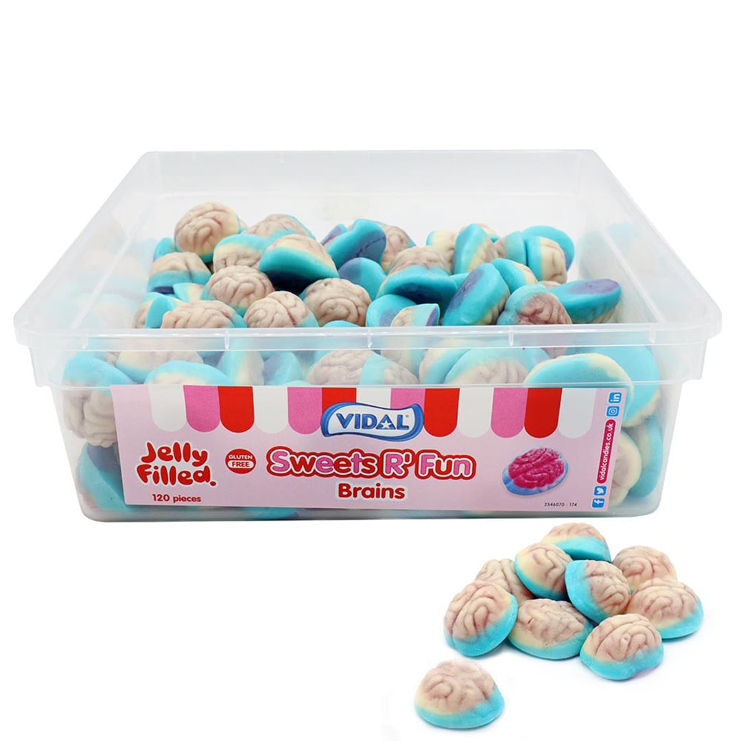 Vidal Strawberry Flavour Jelly Filled Brain Gluten Free Halloween Sweets - Pack of 120