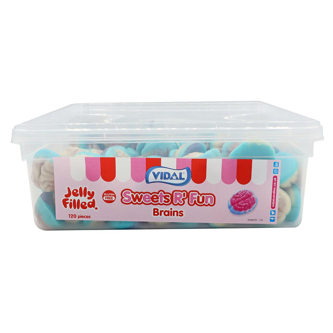 Vidal Strawberry Flavour Jelly Filled Brain Gluten Free Halloween Sweets - Pack of 120 View 2