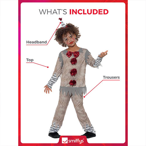 Vintage Clown Boy Fancy Dress Costume Kids Unisex Small - Age 4-6 Product Gallery Image