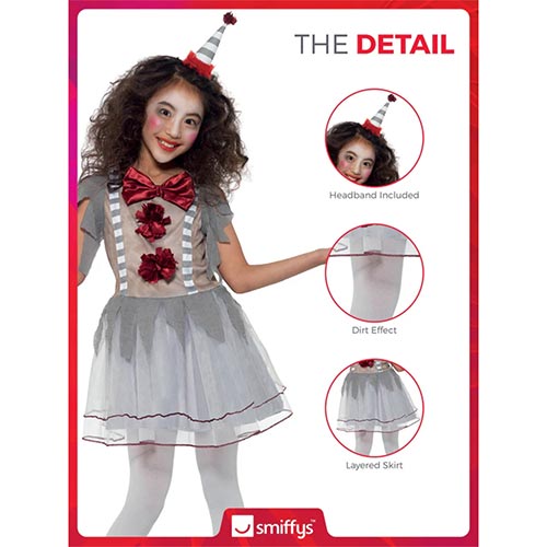 Vintage Clown Girl Fancy Dress Costume Kids Small - Age 4-6 Product Gallery Image