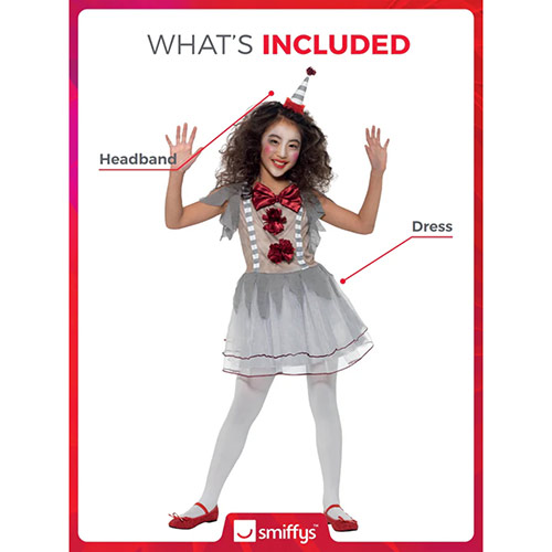 Vintage Clown Girl Fancy Dress Costume Kids Small - Age 4-6 Product Gallery Image