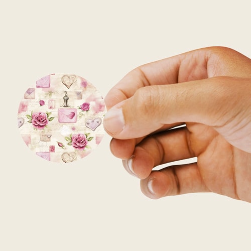 Vintage Floral Romance Round Stickers 88mm - Sheet of 6 Product Gallery Image