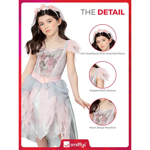 Vintage Ghost Bride Girls Fancy Dress Costume Kids Small - Age 4-6 Product Gallery Image