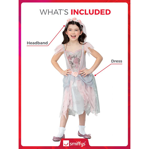 Vintage Ghost Bride Girls Fancy Dress Costume Kids Small - Age 4-6 Product Gallery Image