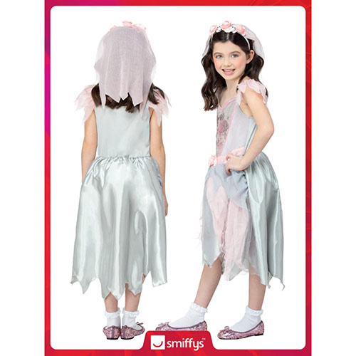 Vintage Ghost Bride Girls Fancy Dress Costume Kids Small - Age 4-6 Product Gallery Image