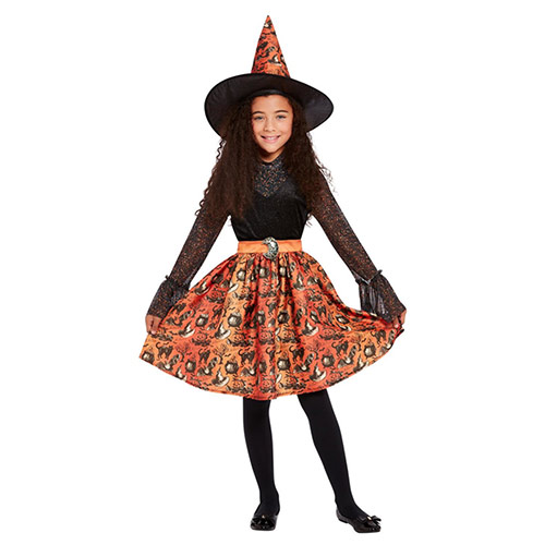 Vintage Witch Bell Sleeves Girls Fancy Dress Costume Kids Small - Age 4-6 Product Gallery Image