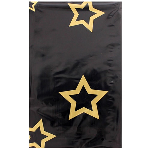 VIP Gold Stars Printed Black Plastic Tablecover 180cm x 130cm View 2