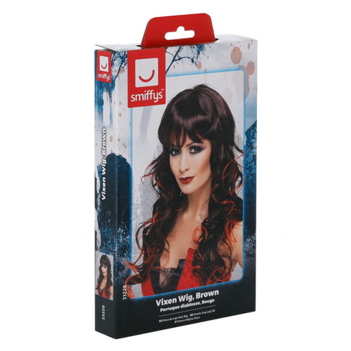 Vixen Chocolate Brown with Red Highlights Long Hair Wig Product Gallery Image