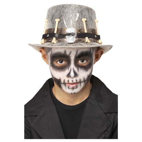 Voodoo Distressed Grey Top Hat Fancy Dress Unisex Kids One Size Product Image