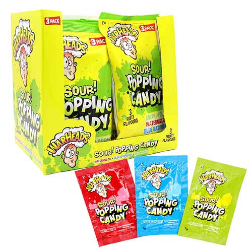 Warheads Sour Popping Candy Vegetarian Sweets 21g 3 Pack - Box of 12