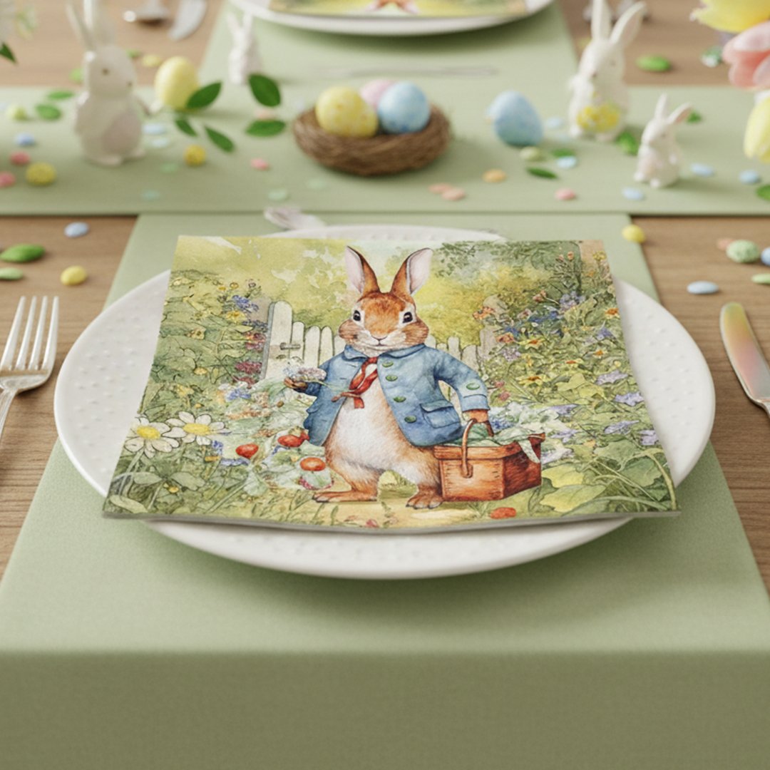 Watercolour Bunny Rabbit Easter Paper Luncheon Napkins 3 Ply 33cm - Pack of 20