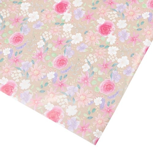 Watercolour Floral Kraft Gift Wrapping Paper Roll 3m Product Gallery Image