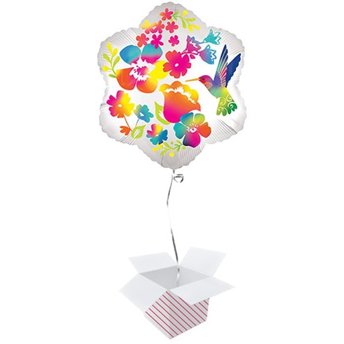 Watercolour Flowers Helium Foil Shaped Balloon - Inflated Balloon in a Box Product Gallery Image