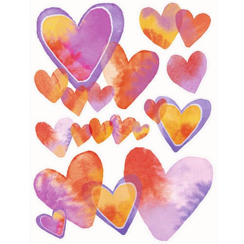 Watercolour Hearts Window Cling Decorations 43cm Product Image