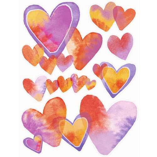 Watercolour Valentine Hearts Window Clings Decoration 43cm Product Image