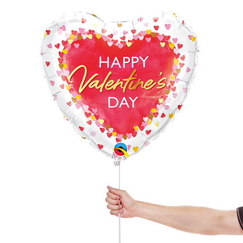 Watercolour Hearts Valentine's Heart Shape Foil Helium Balloon 46cm / 18 in Product Gallery Image