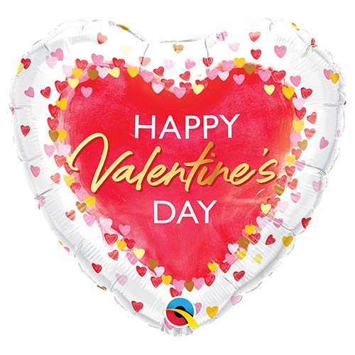 Watercolour Hearts Valentine's Heart Shape Foil Helium Balloon 46cm / 18 in Product Gallery Image