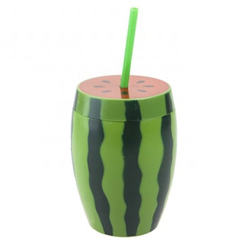 Watermelon Plastic Drinking Cup with Straw Product Image