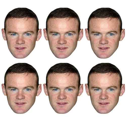 Wayne Rooney Cardboard Face Masks - Pack of 6 Product Image