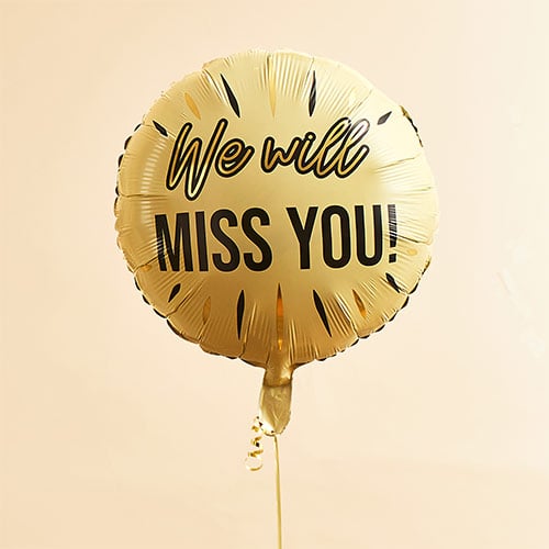 We Will Miss You! Cream Round Helium Foil Balloon 56cm / 22 in Product Gallery Image