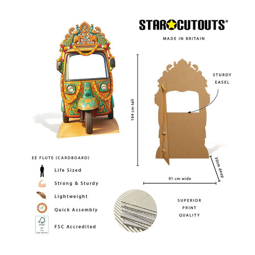 Wedding Auto Rickshaw Backdrop Stand In Cardboard Cutout 135cm Product Gallery Image