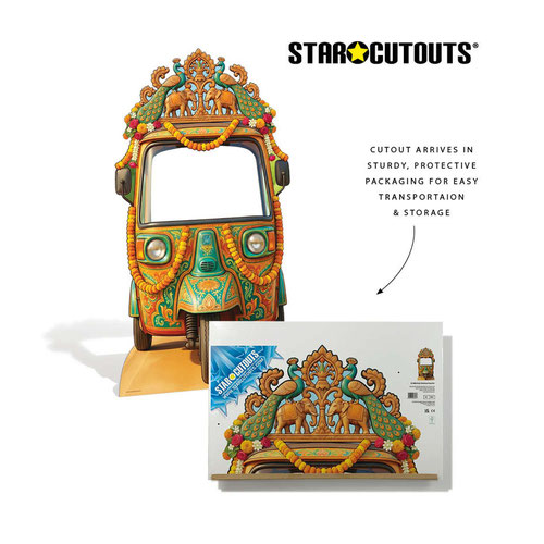 Wedding Auto Rickshaw Backdrop Stand In Cardboard Cutout 135cm Product Gallery Image