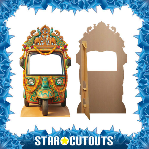 Wedding Auto Rickshaw Backdrop Stand In Cardboard Cutout 135cm Product Gallery Image
