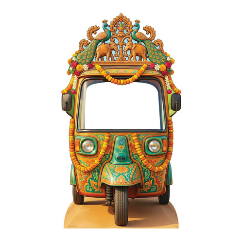 Wedding Auto Rickshaw Backdrop Stand In Cardboard Cutout 135cm