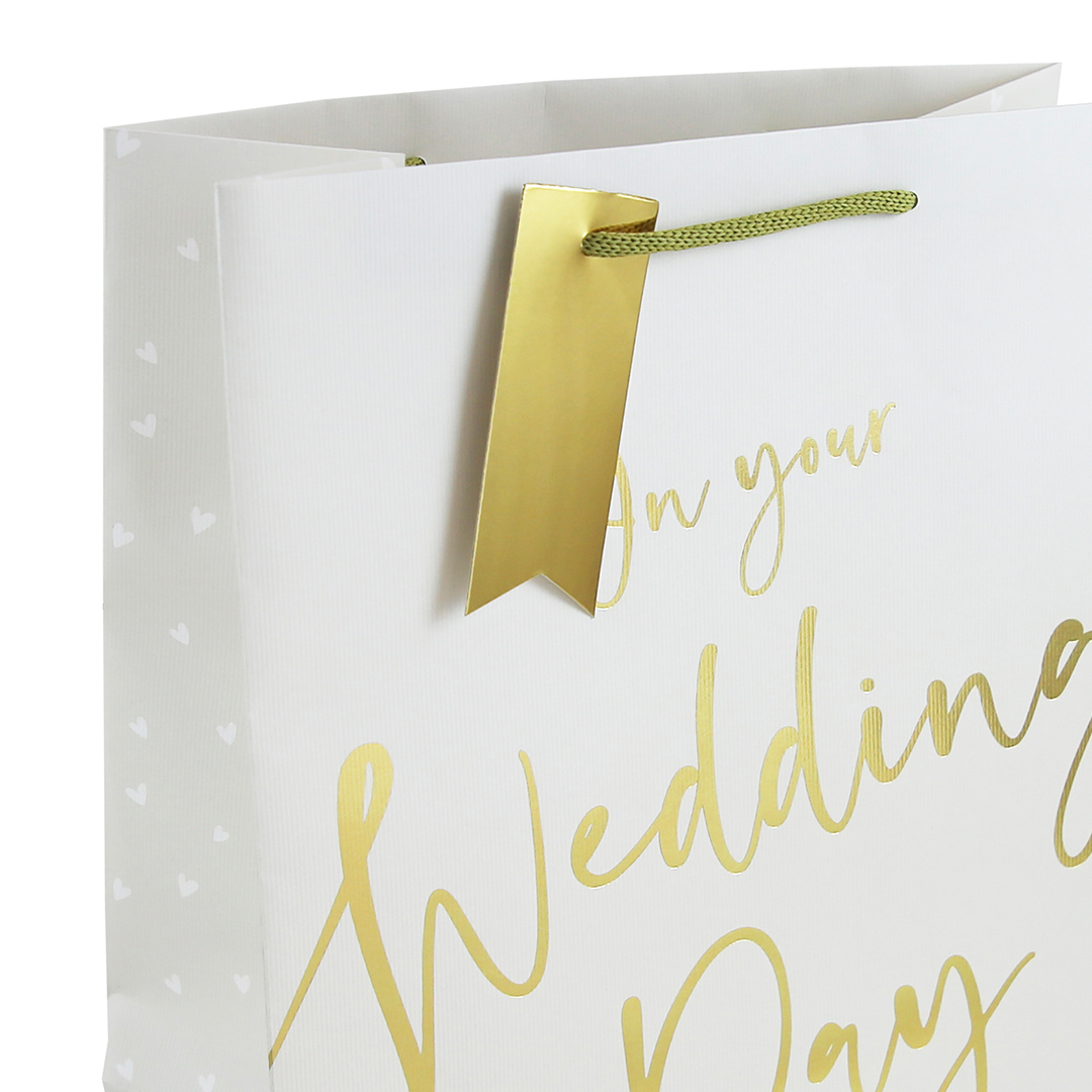 Wedding Day Script White Large Gift Bag 33cm Product Gallery Image