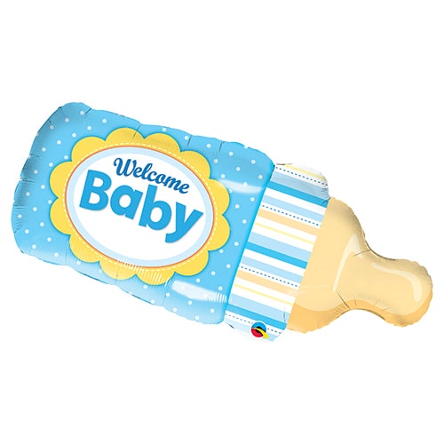 Welcome Baby Bottle Blue Helium Foil Giant Balloon 99cm / 39 in Product Image