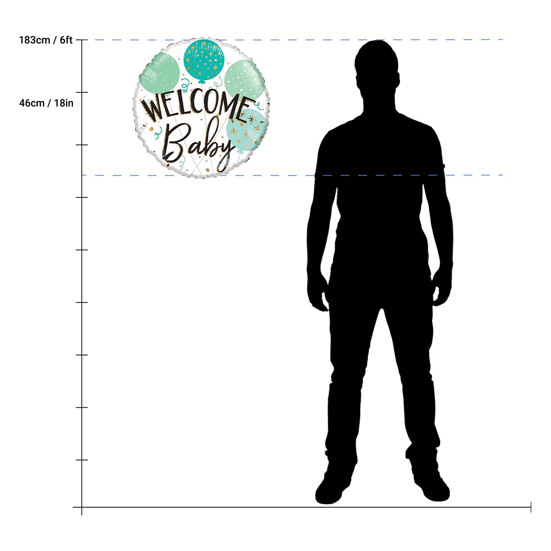 Welcome Baby Green Balloons Round ECO Foil Helium Balloon 46cm / 18 in Product Gallery Image