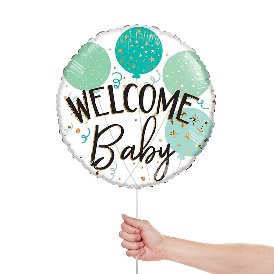 Welcome Baby Green Balloons Round ECO Foil Helium Balloon 46cm / 18 in Product Gallery Image