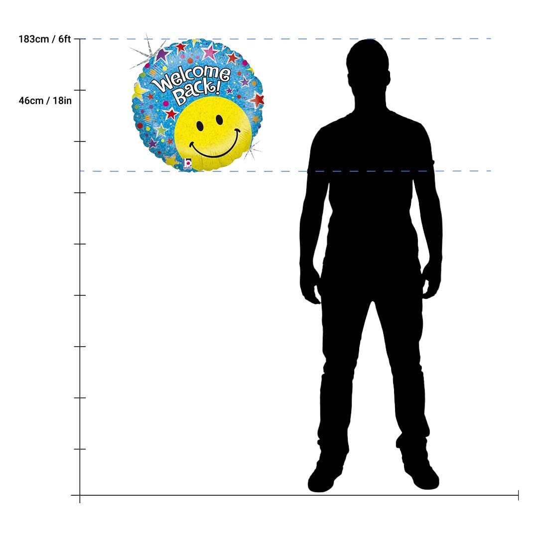 Welcome Back Holographic Round Foil Helium Balloon 46cm / 18 in Product Gallery Image