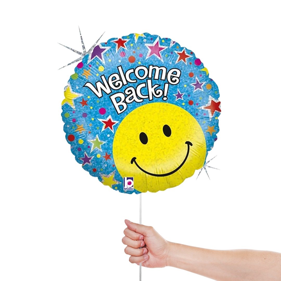 Welcome Back Holographic Round Foil Helium Balloon 46cm / 18 in Product Gallery Image