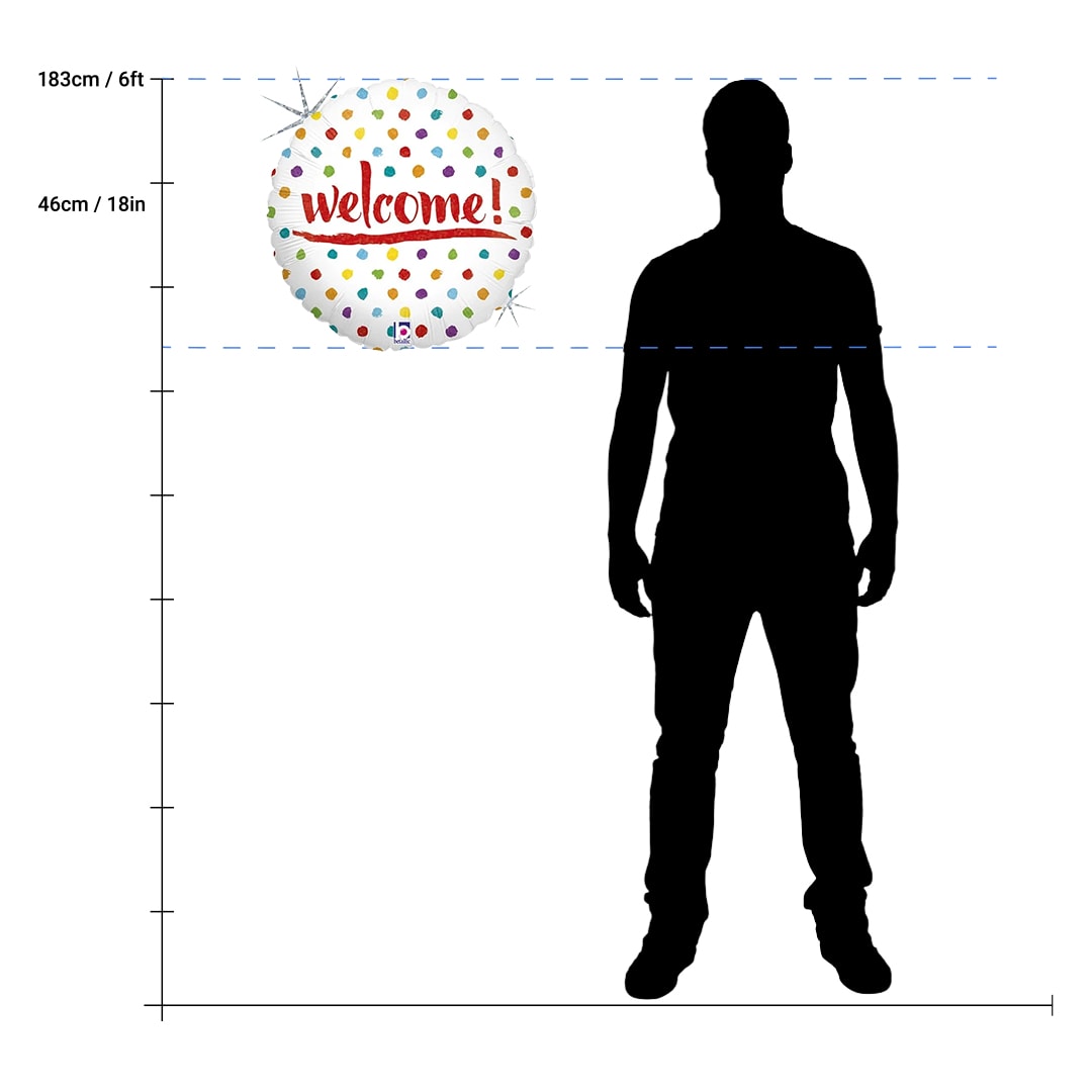 Welcome Dots Holographic Round Foil Helium Balloon 46cm / 18 in Product Gallery Image