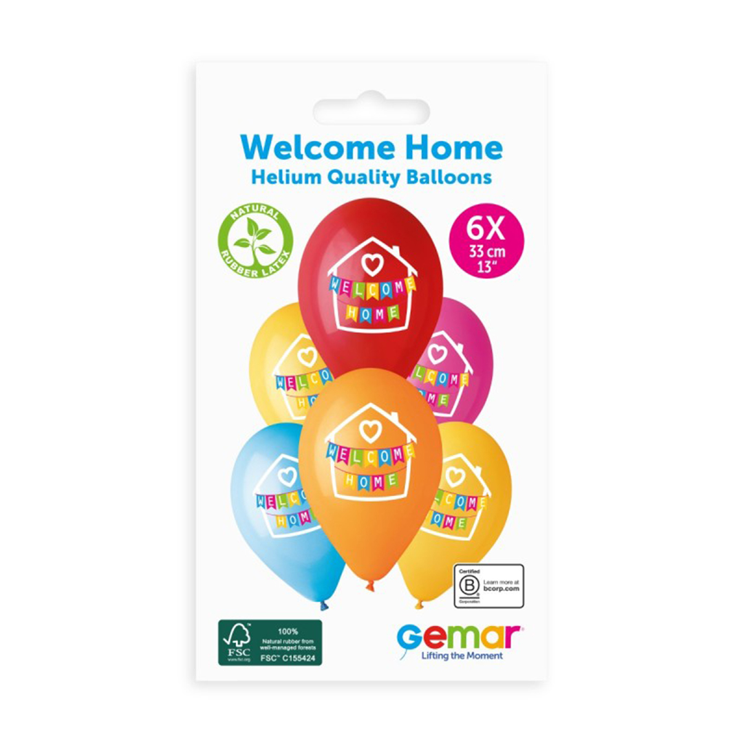 Welcome Home Latex Balloons 33cm / 13 in - Pack of 6 View 2