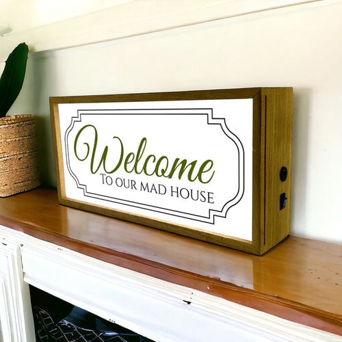 Welcome To Our Mad House LED Light Box Wood Room Sign Product Gallery Image