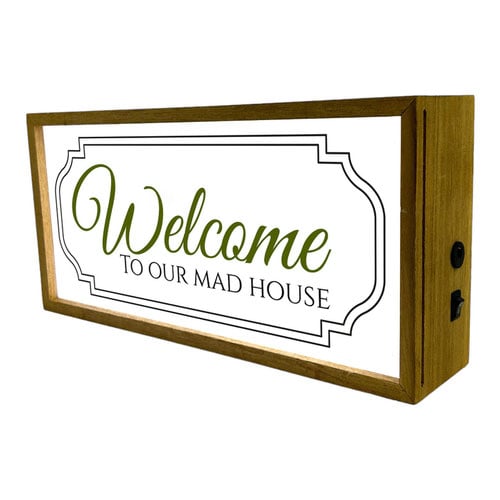 Welcome To Our Mad House LED Light Box Wood Room Sign Product Gallery Image
